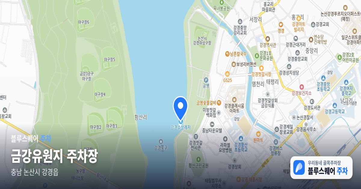 금강유원지 주차장 위치 지도