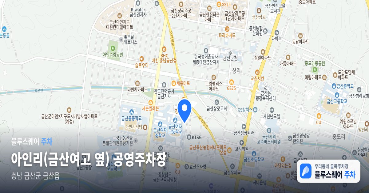 아인리(금산여고 옆) 공영주차장 위치 지도