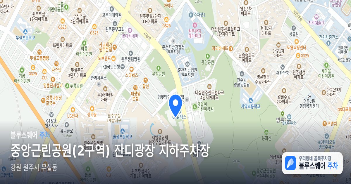 중앙근린공원(2구역) 잔디광장 지하주차장 위치 지도