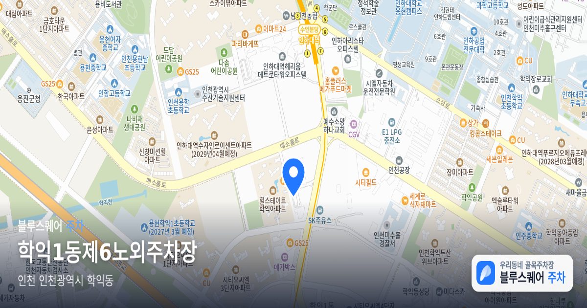 학익1동제6노외주차장 위치 지도