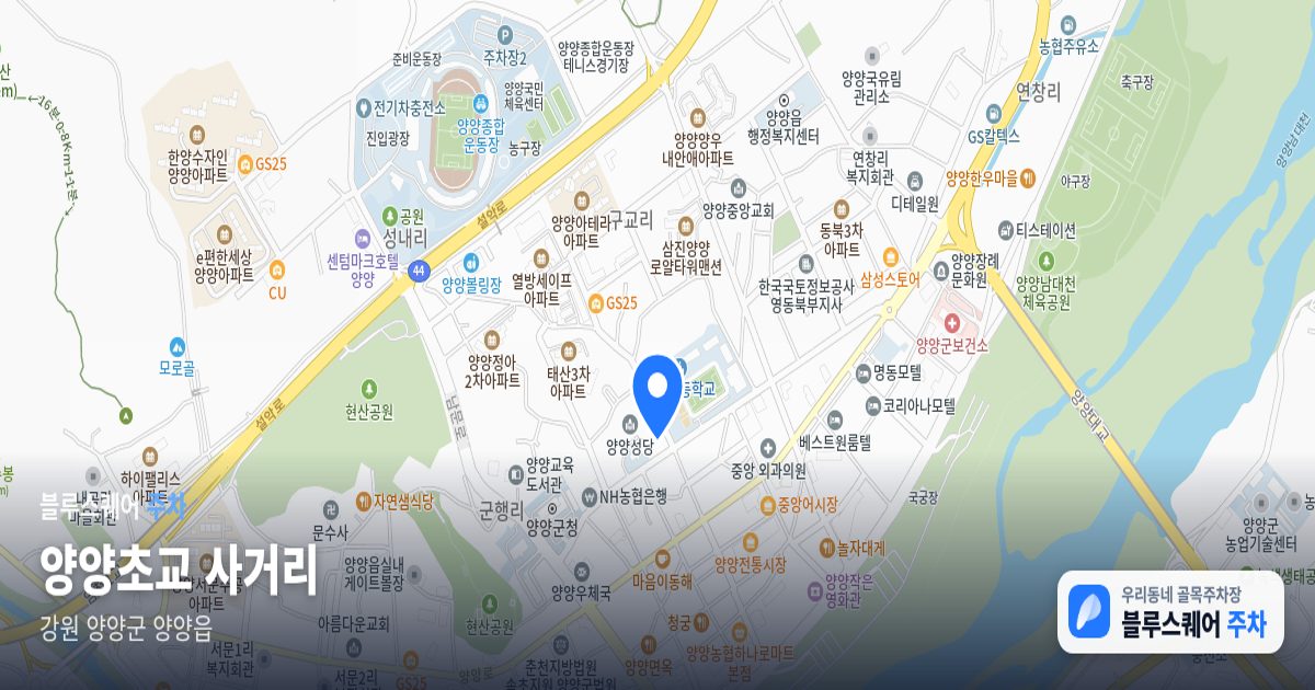 양양초교 사거리 위치 지도