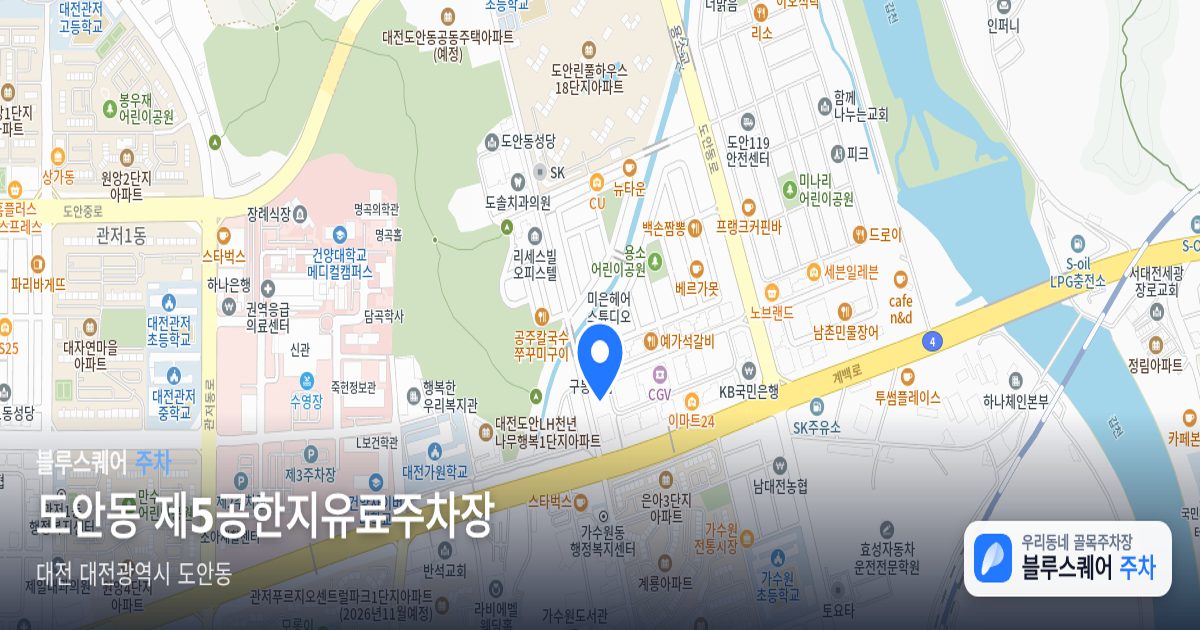 도안동 제5공한지유료주차장 위치 지도
