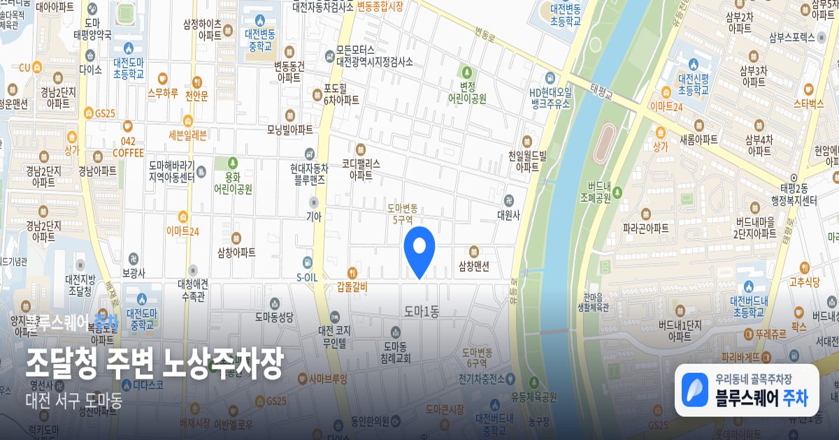 조달청 주변 노상주차장 위치 지도
