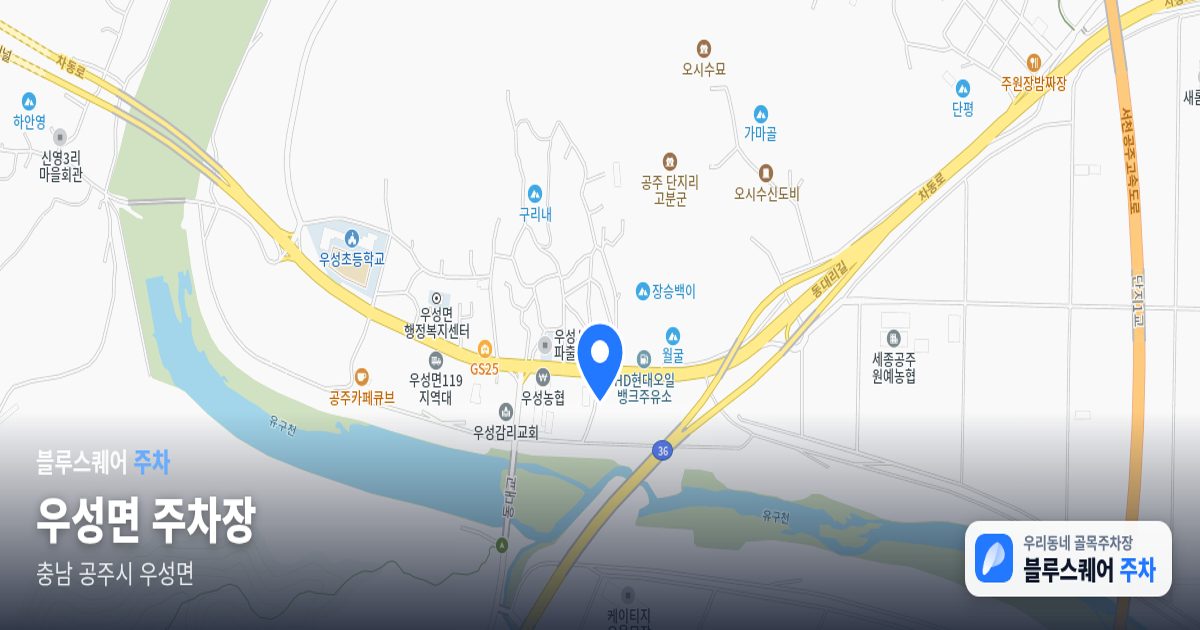 우성면 주차장 위치 지도