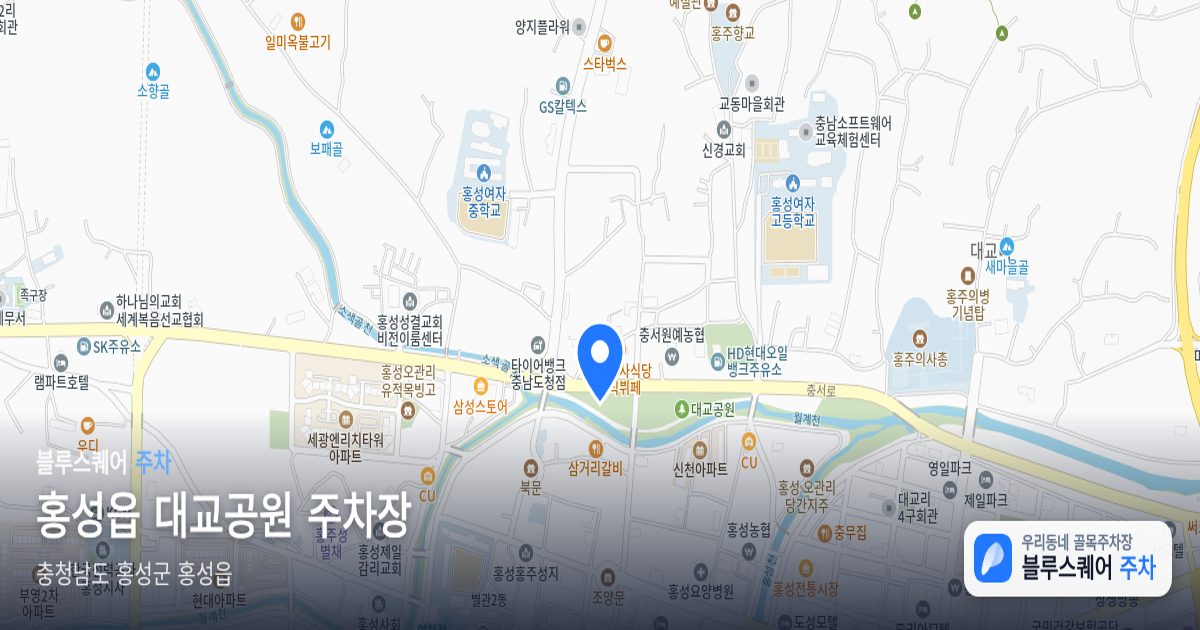 홍성읍 대교공원 주차장 위치 지도