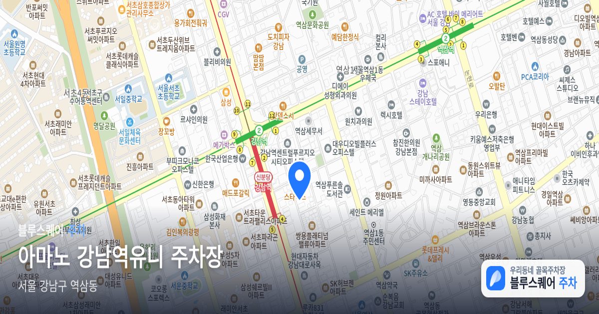 아마노 강남역유니 주차장 위치 지도