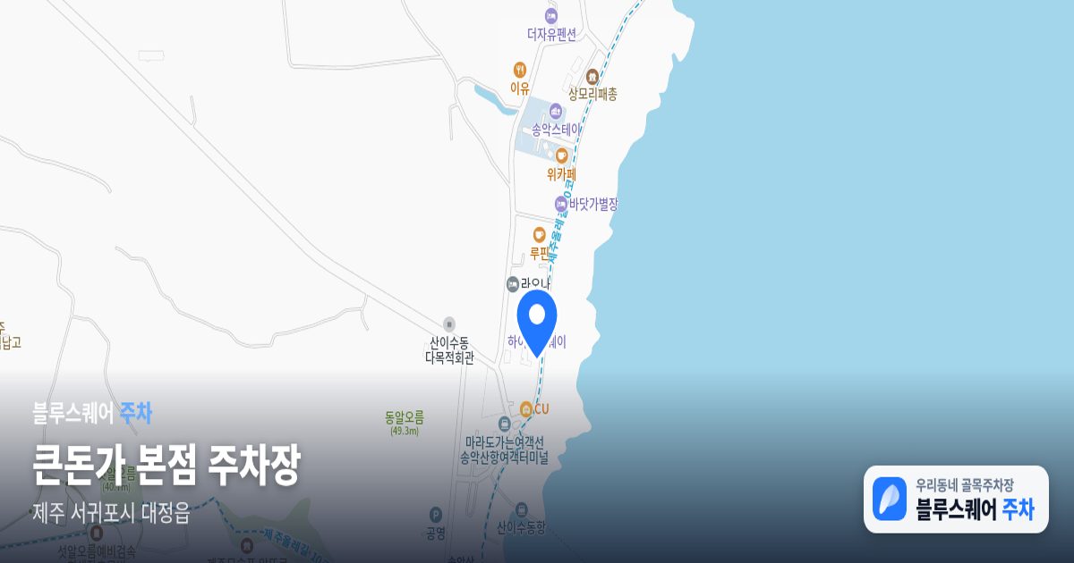 큰돈가 본점 주차장 위치 지도