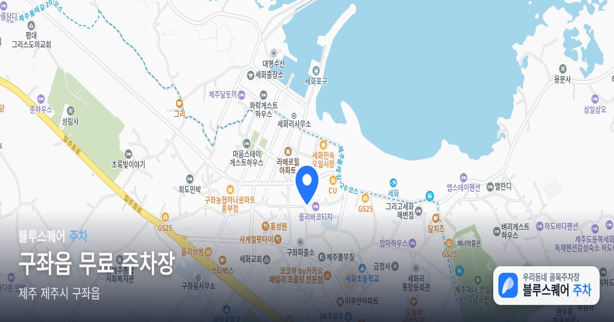 구좌읍 무료 주차장 위치 지도