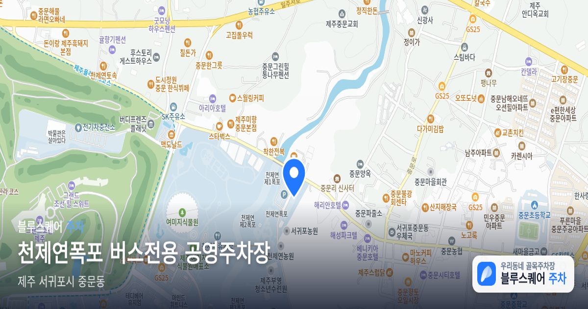 천제연폭포 버스전용 공영주차장 위치 지도