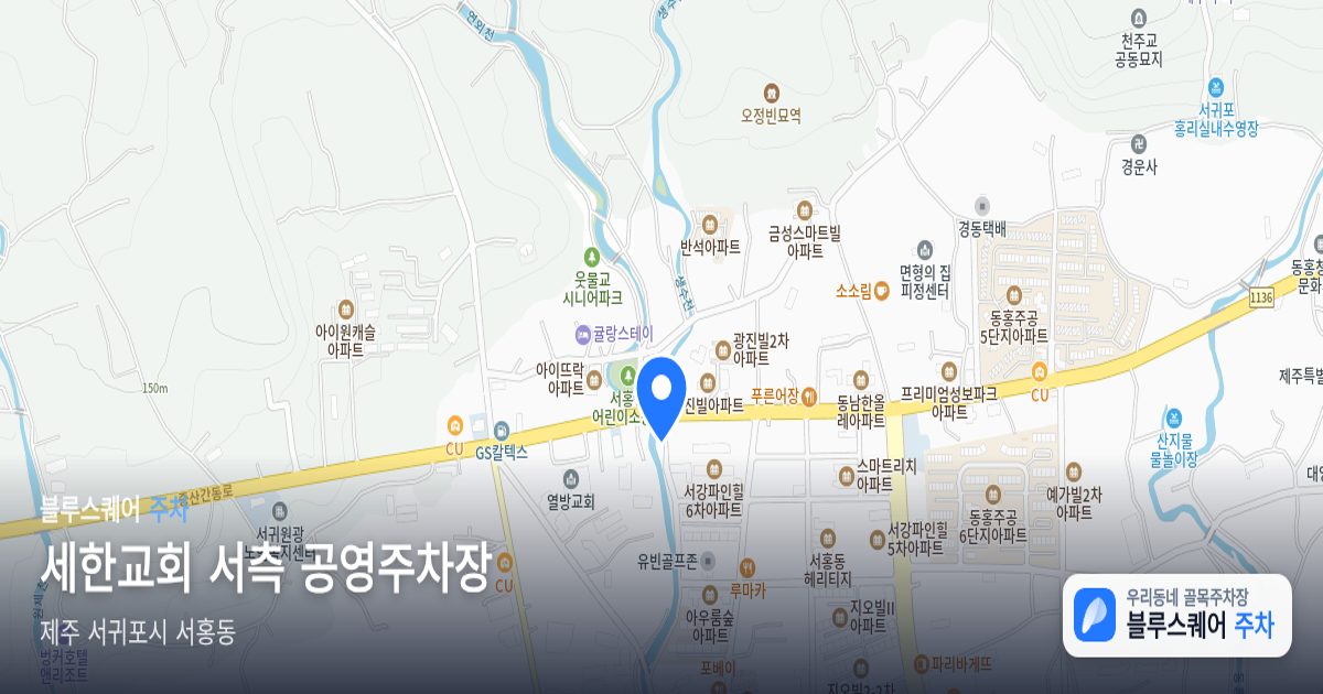 세한교회 서측 공영주차장 위치 지도