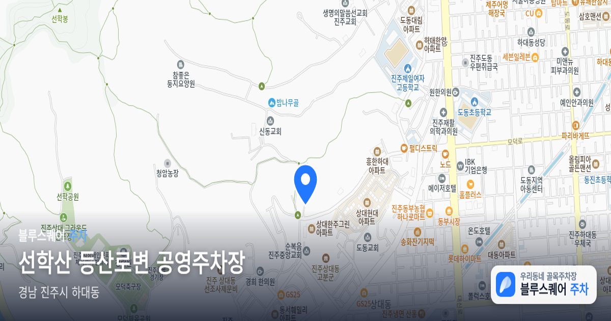 선학산 등산로변 공영주차장 위치 지도