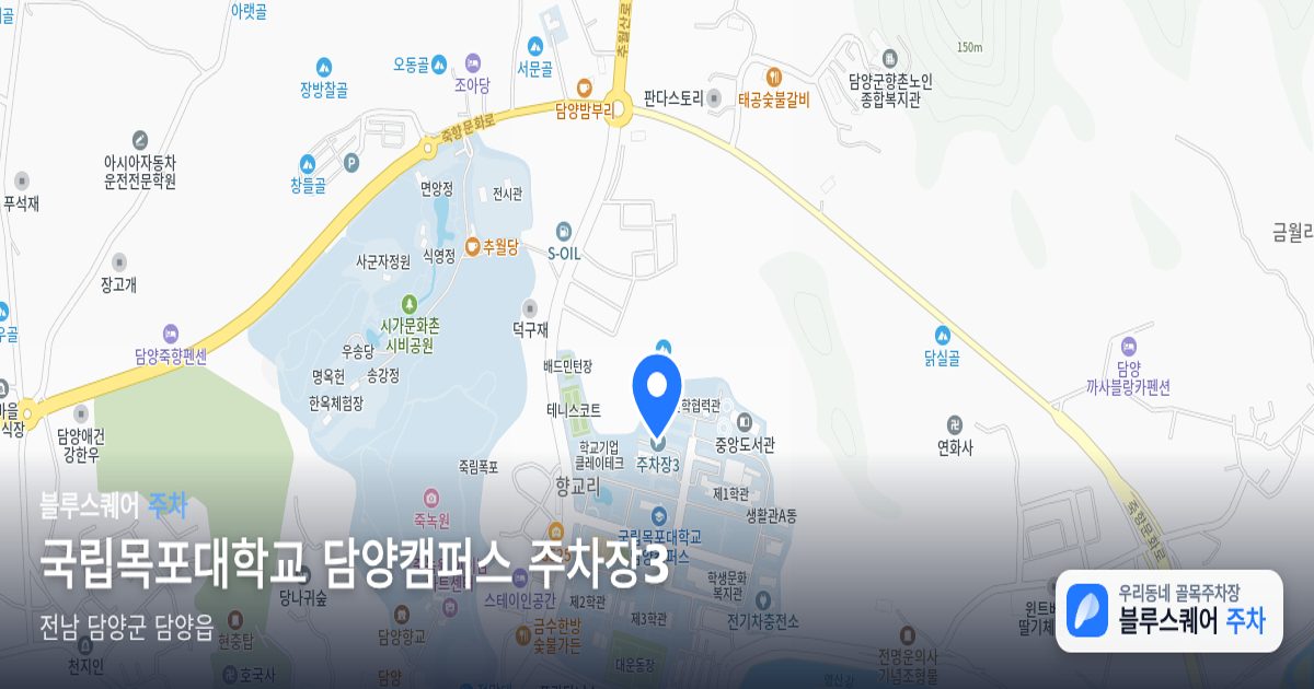 국립목포대학교 담양캠퍼스 주차장3 위치 지도