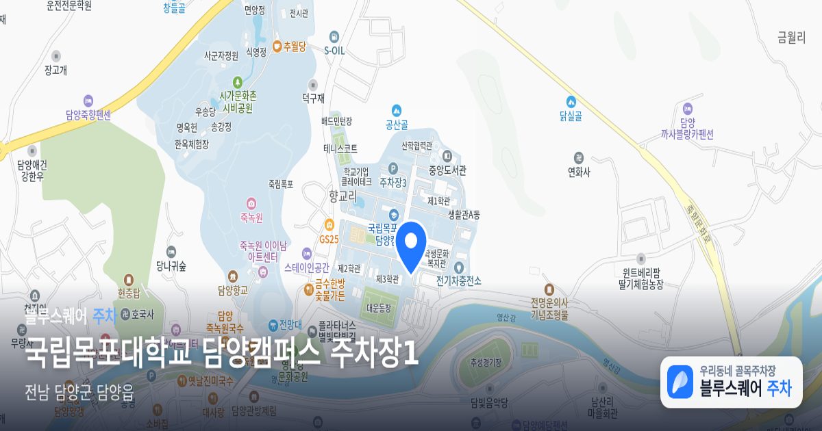국립목포대학교 담양캠퍼스 주차장1 위치 지도