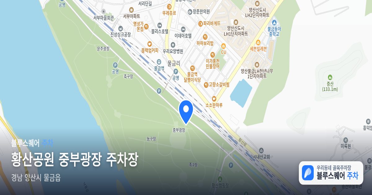 황산공원 중부광장 주차장 위치 지도