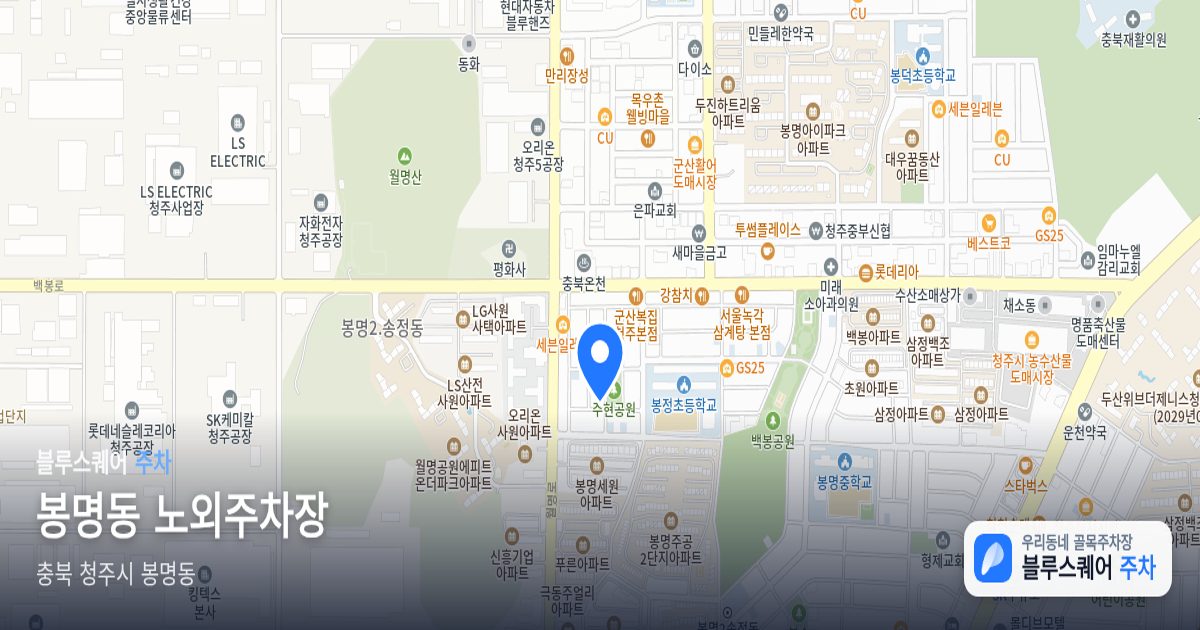 봉명동 노외주차장 위치 지도