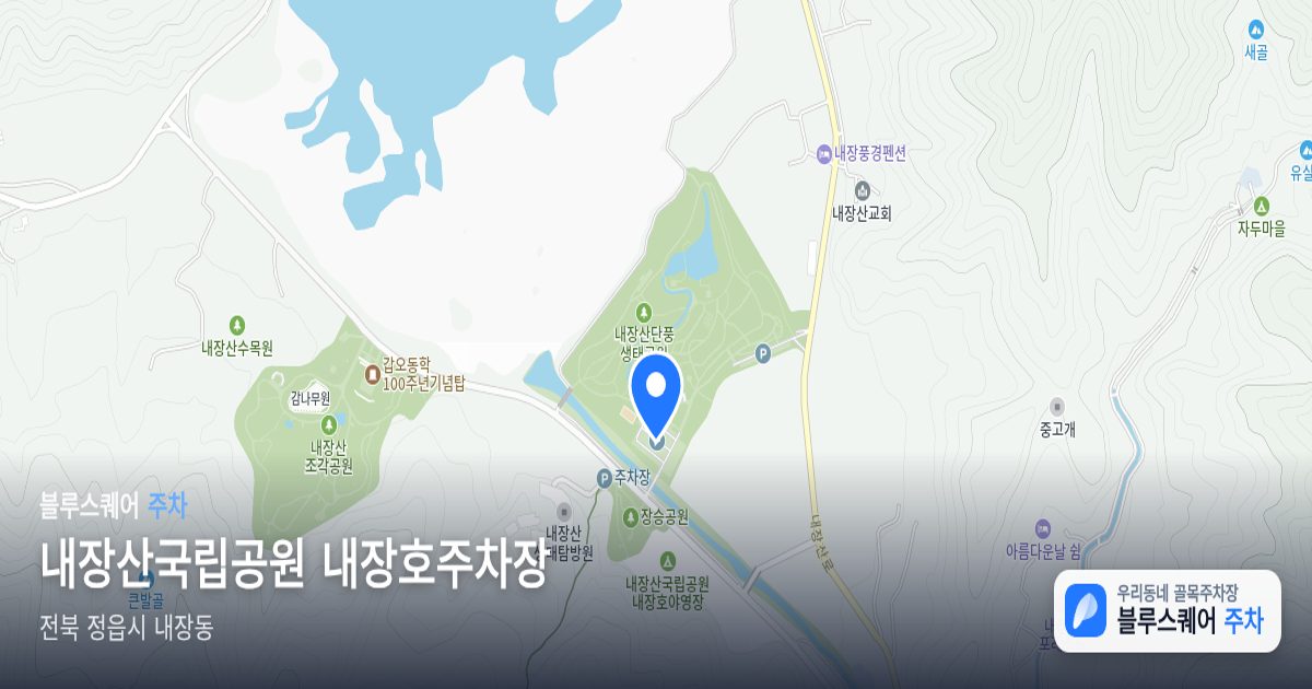 내장산국립공원 내장호주차장 위치 지도
