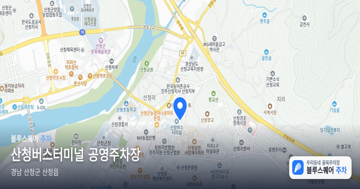 산청버스터미널 공영주차장 위치 지도
