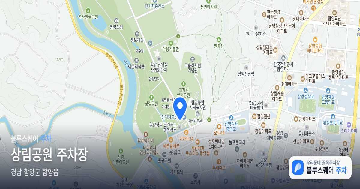 상림공원 주차장 위치 지도