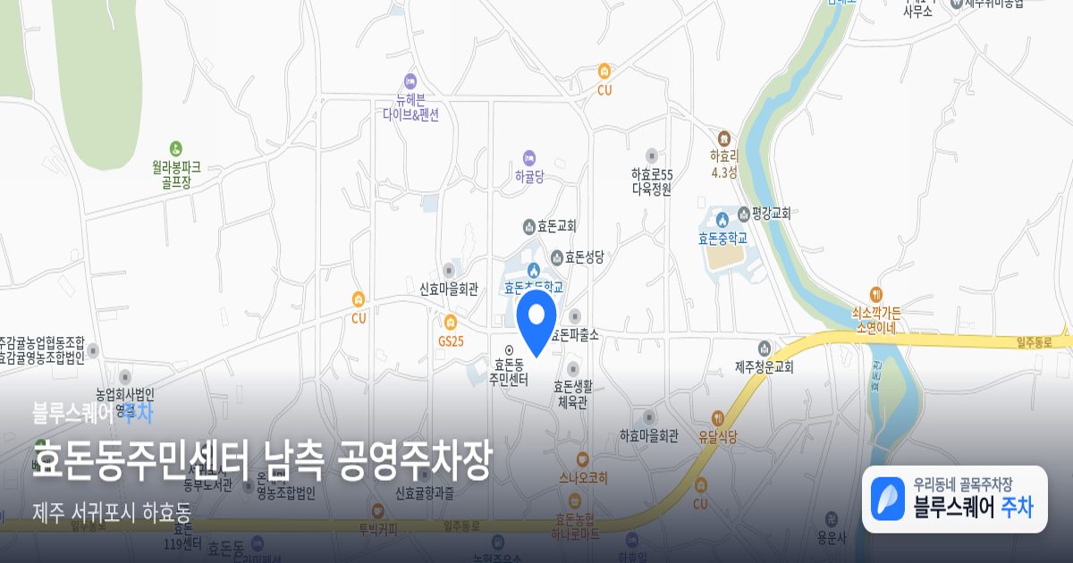 효돈동주민센터 남측 공영주차장 위치 지도