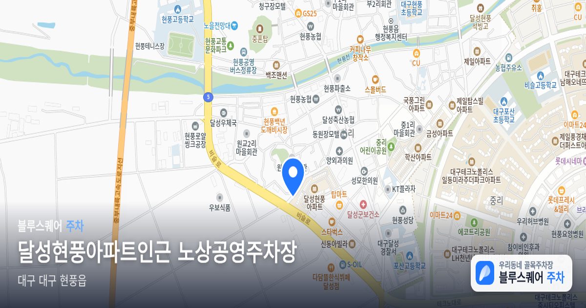 달성현풍아파트인근 노상공영주차장 위치 지도
