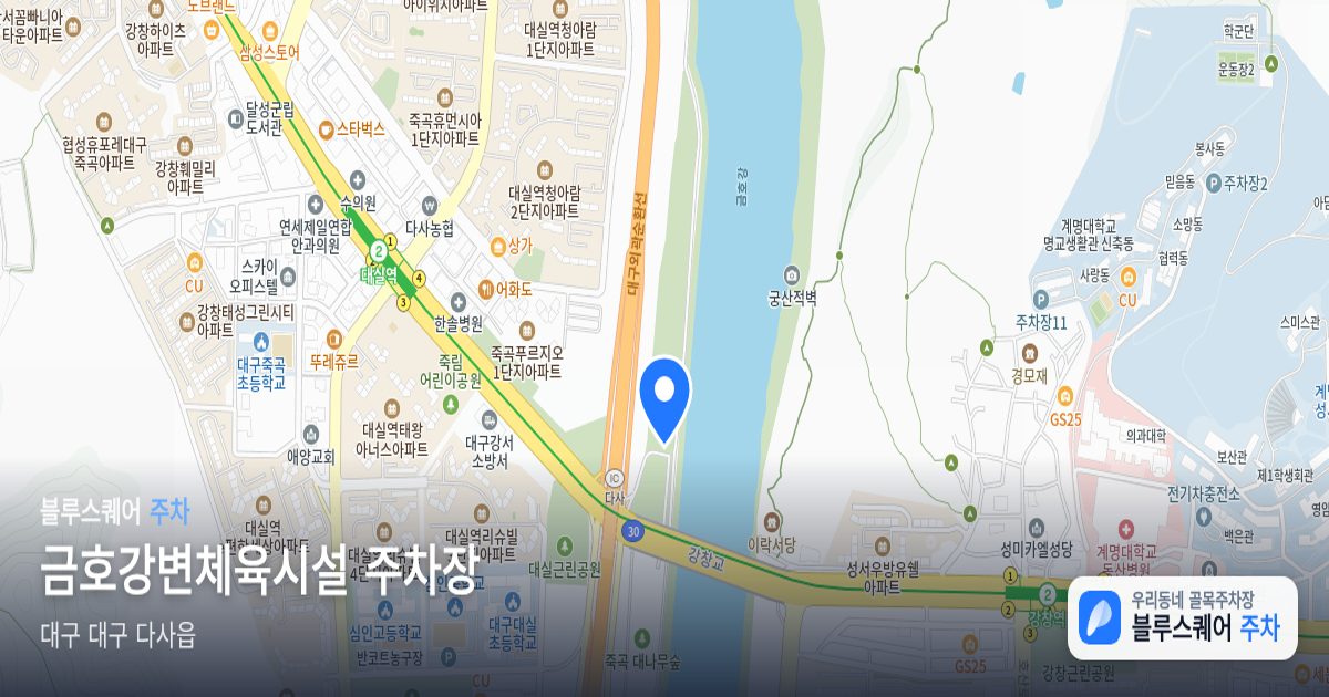 금호강변체육시설 주차장 위치 지도