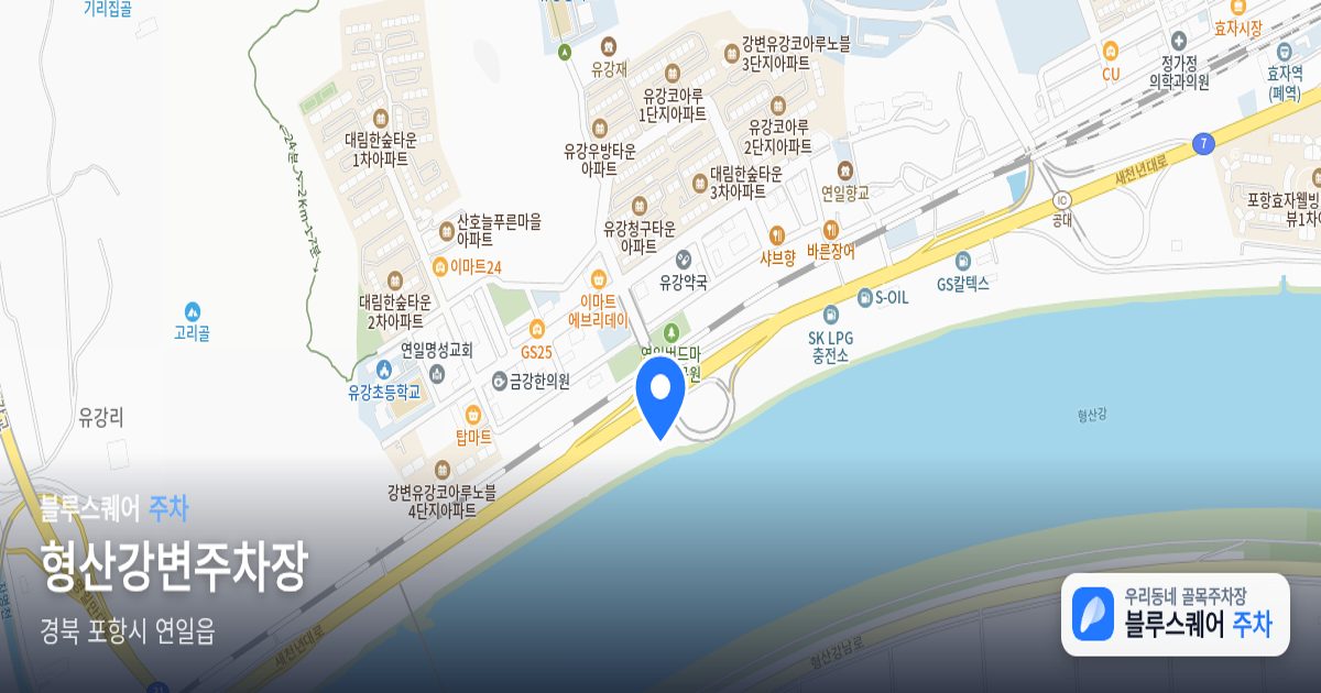 형산강변주차장 위치 지도