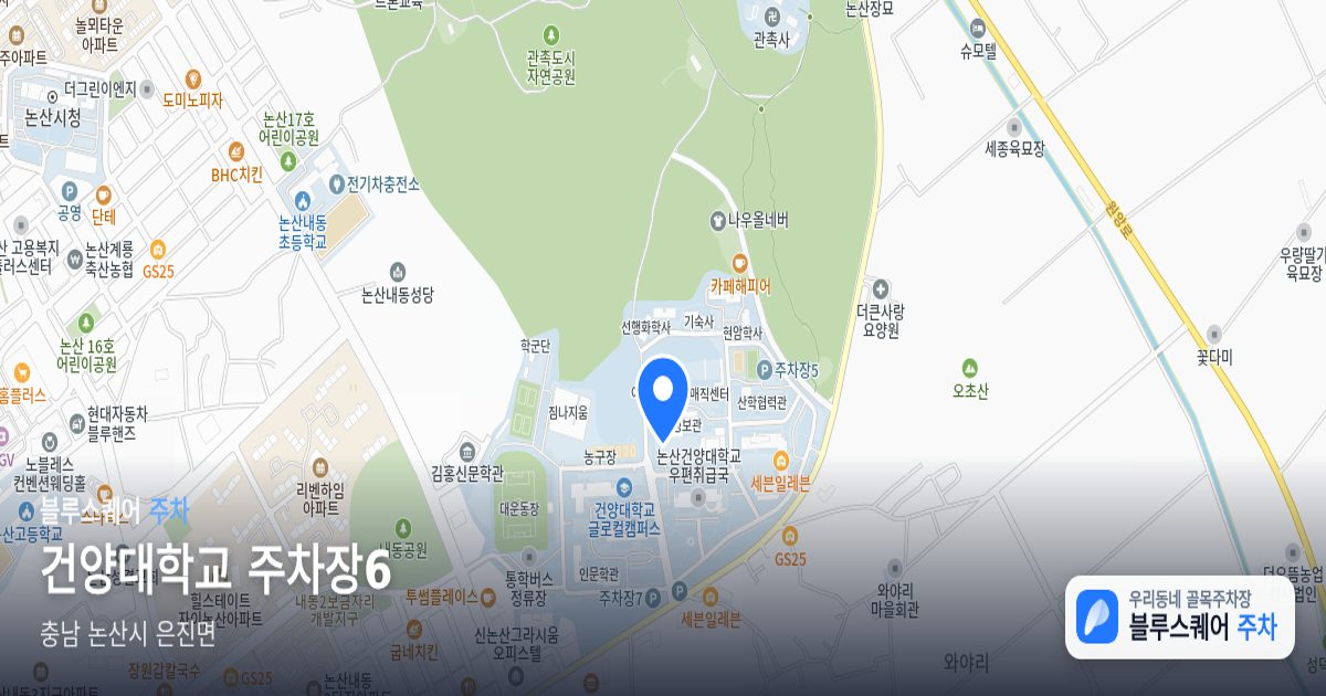 건양대학교 주차장6 위치 지도