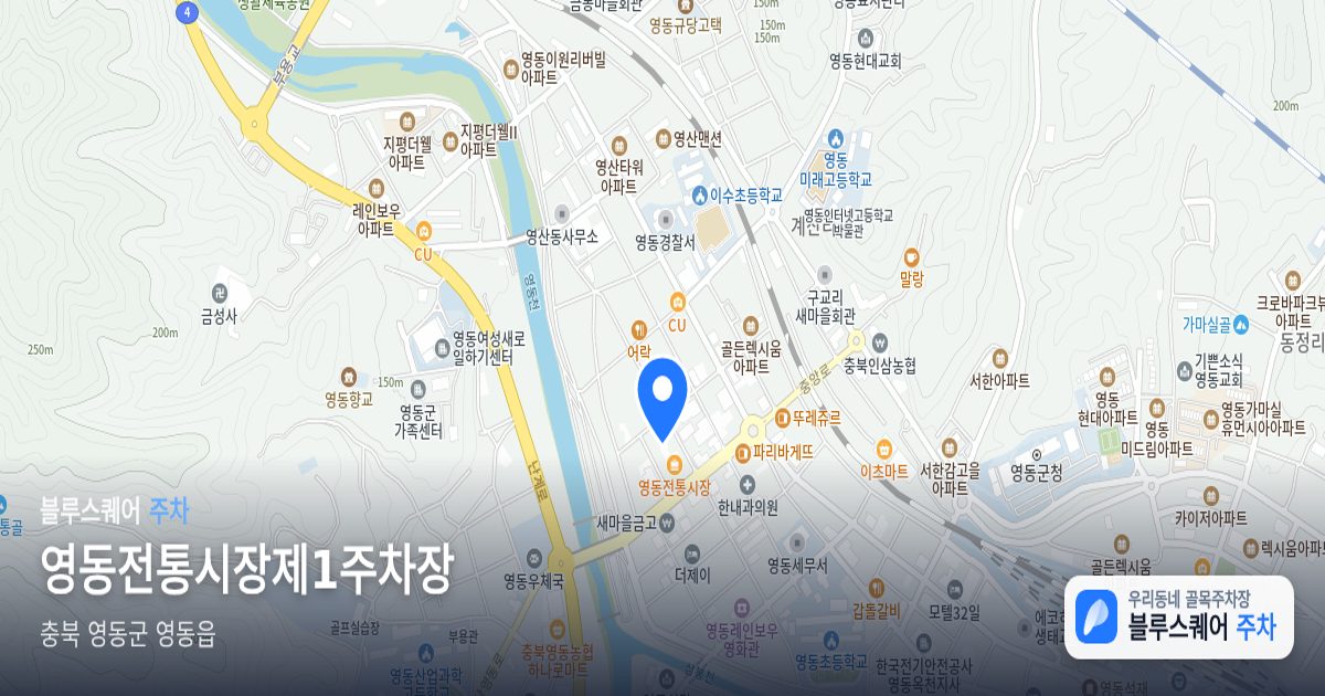 영동전통시장제1주차장 위치 지도