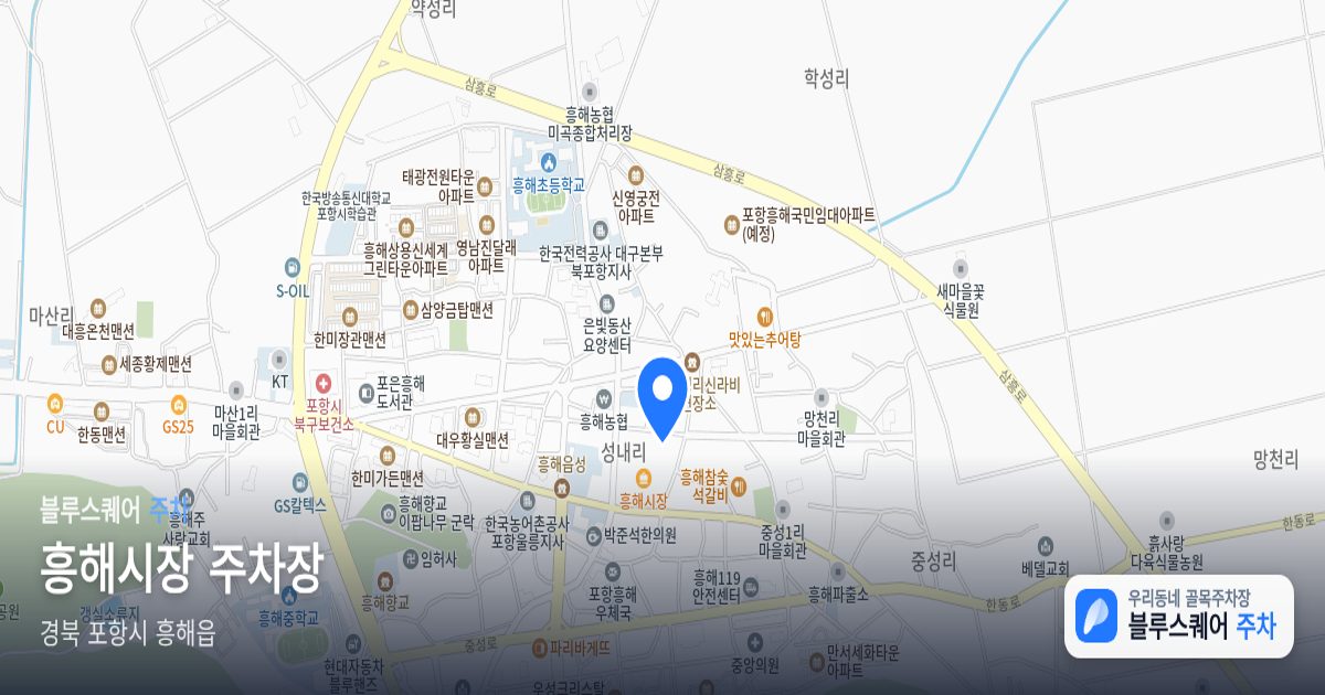 흥해시장 주차장 위치 지도