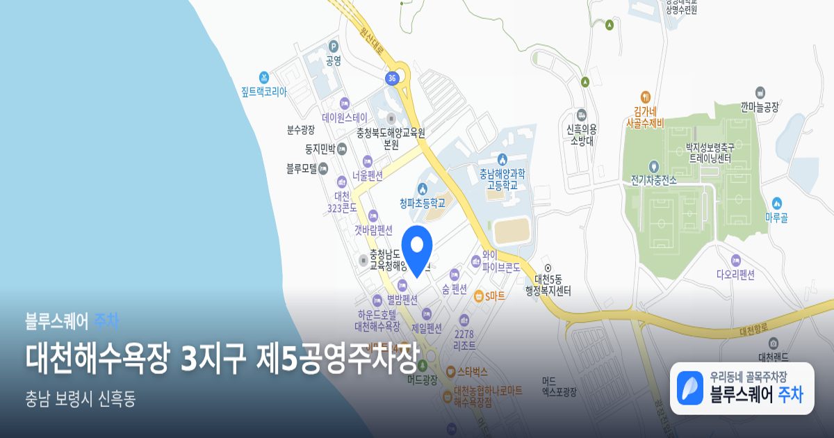 대천해수욕장 3지구 제5공영주차장 위치 지도