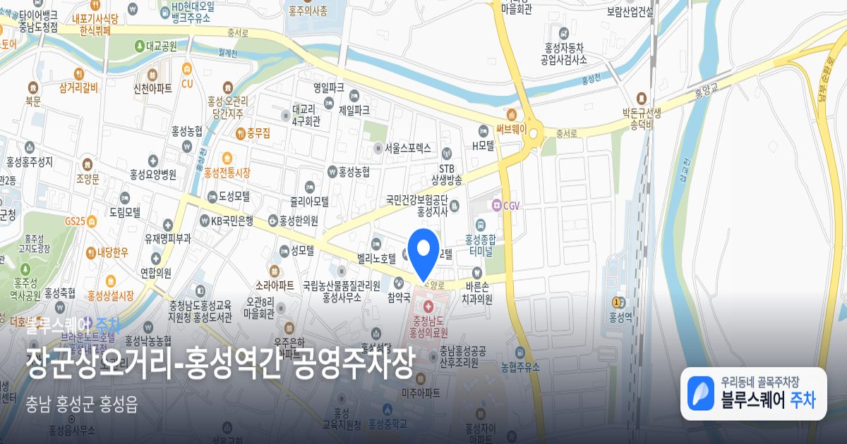 장군상오거리-홍성역간 공영주차장 위치 지도