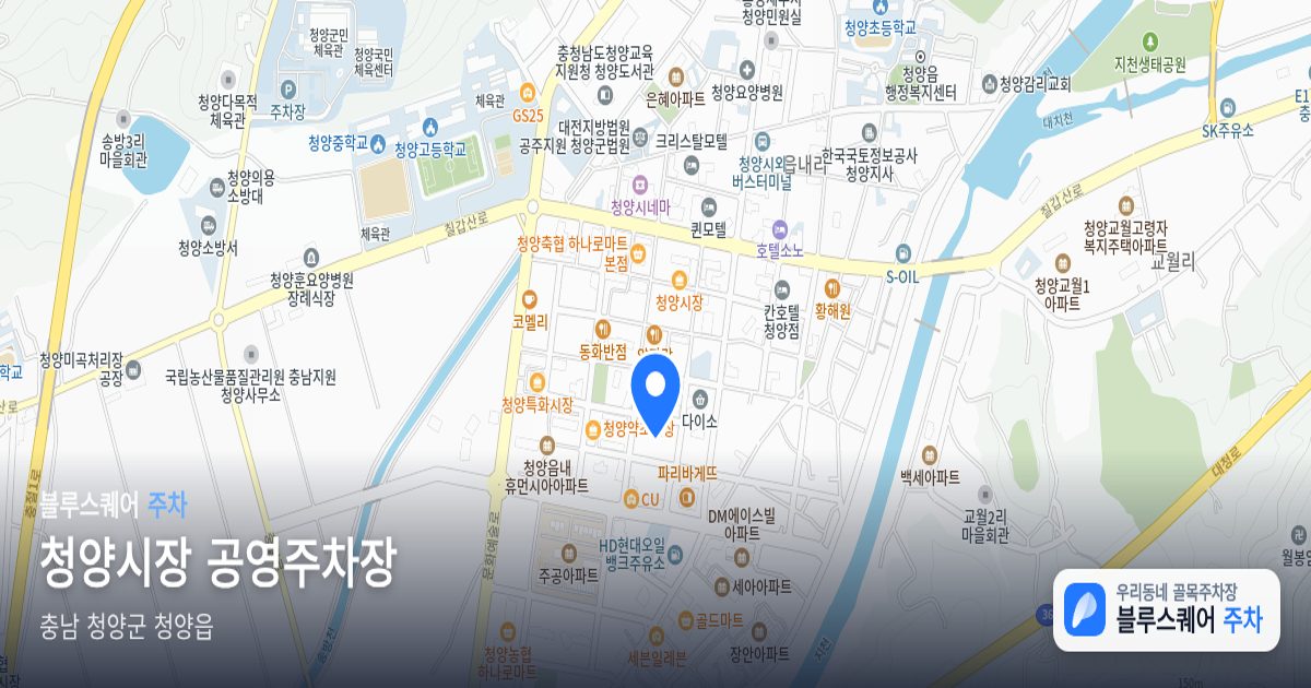 청양시장 공영주차장 위치 지도