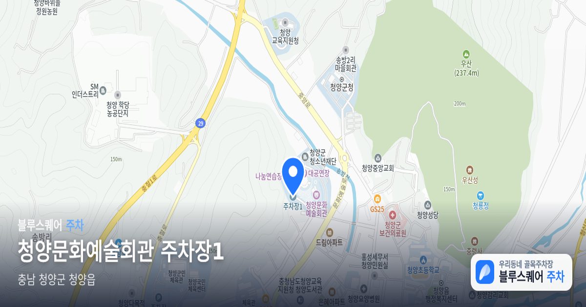 청양문화예술회관 주차장1 위치 지도