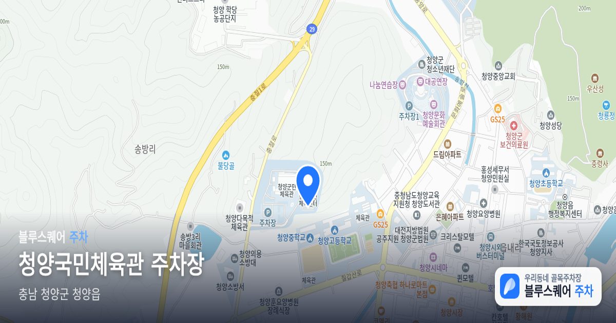 청양국민체육관 주차장 위치 지도