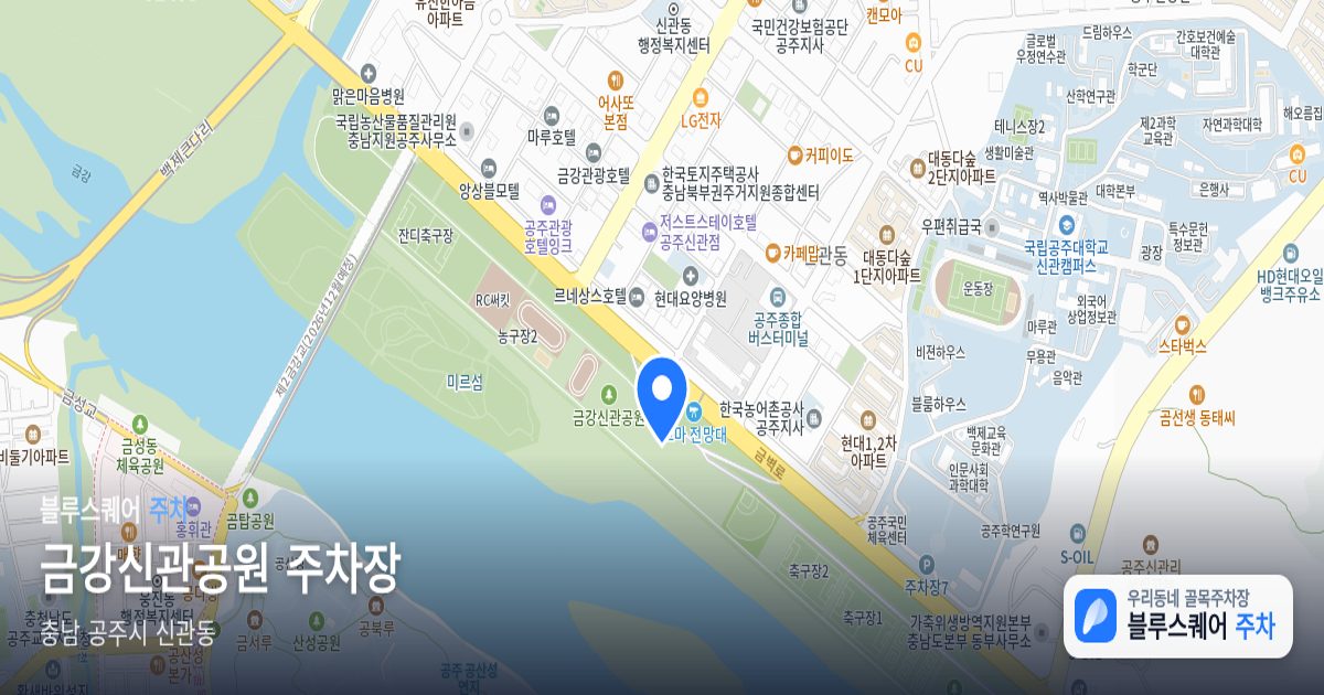 금강신관공원 주차장 위치 지도