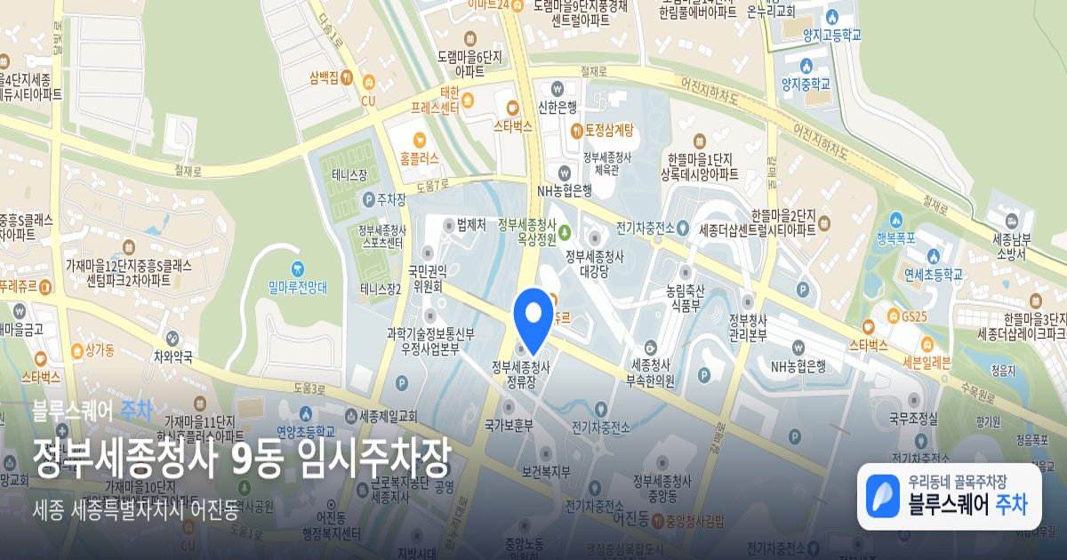 정부세종청사 9동 임시주차장 위치 지도