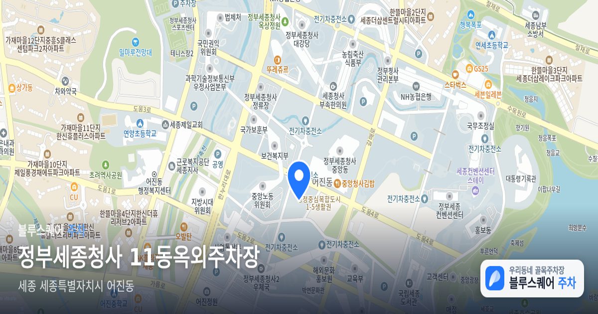 정부세종청사 11동옥외주차장 위치 지도