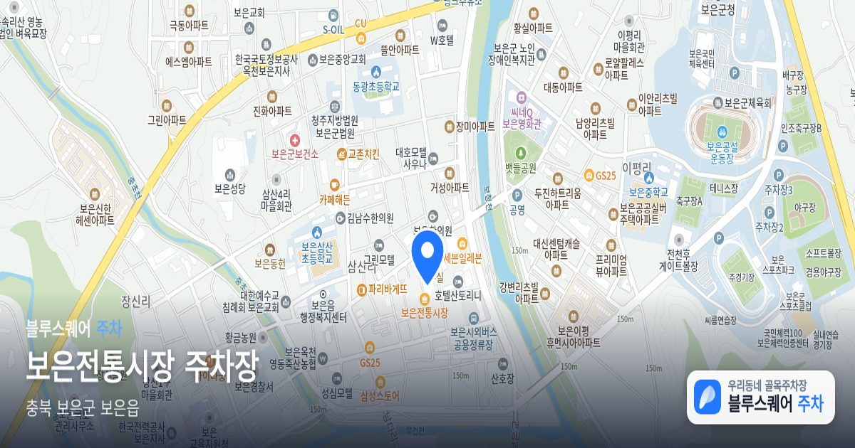 보은전통시장 주차장 위치 지도