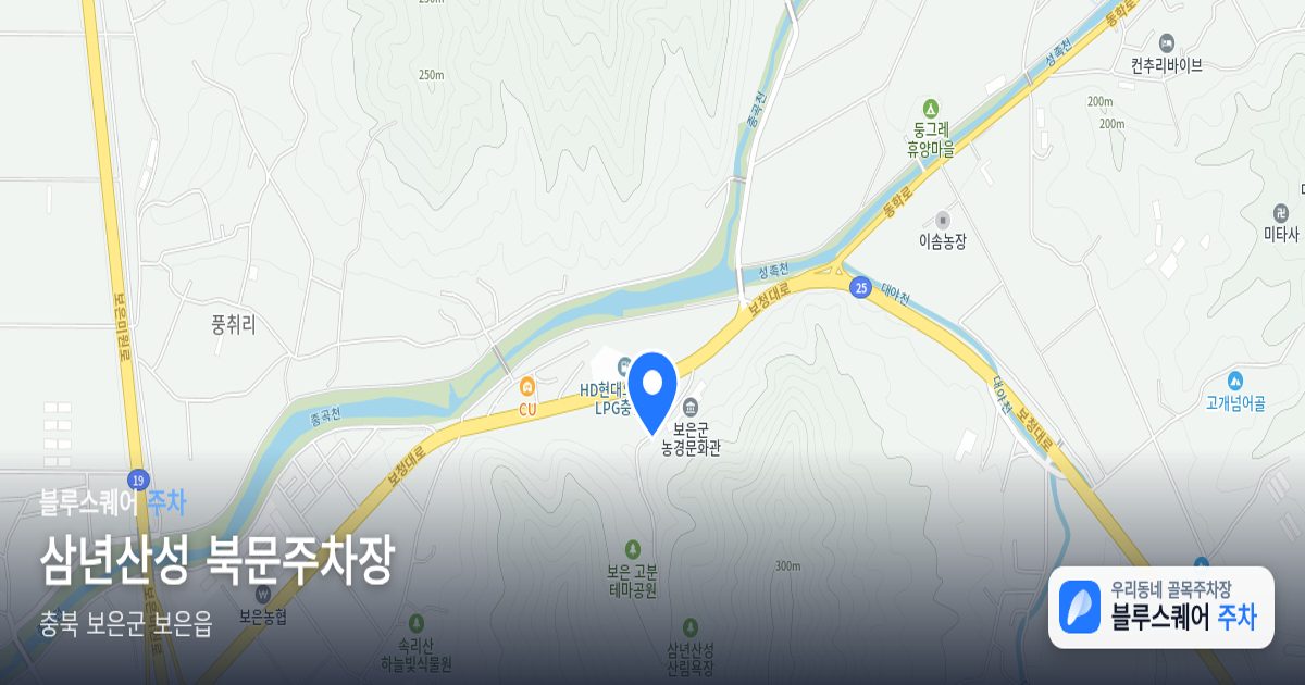 삼년산성 북문주차장 위치 지도