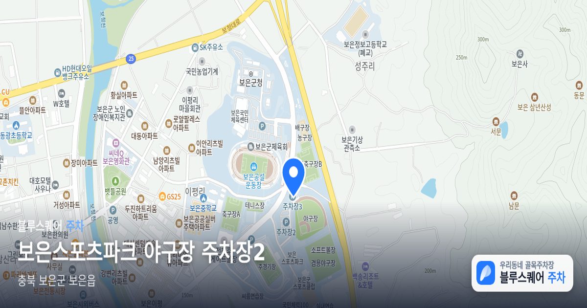 보은스포츠파크 야구장 주차장2 위치 지도