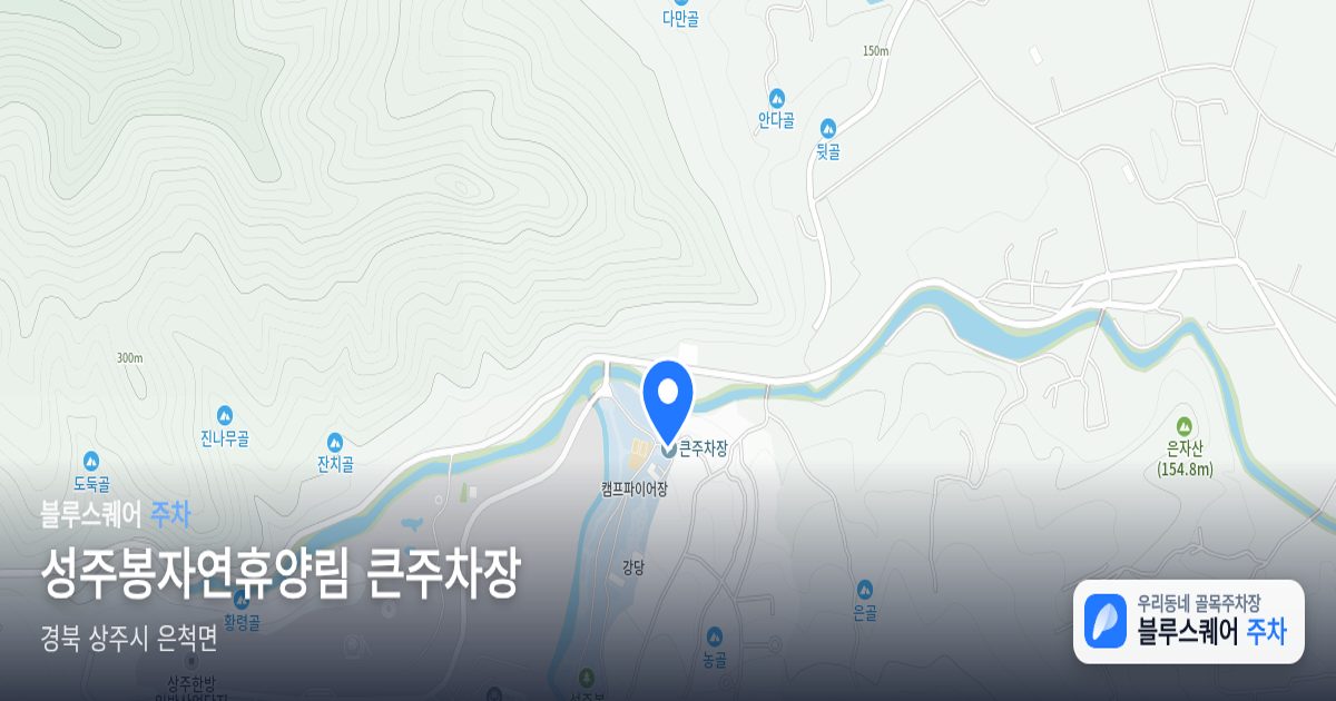 성주봉자연휴양림 큰주차장 위치 지도
