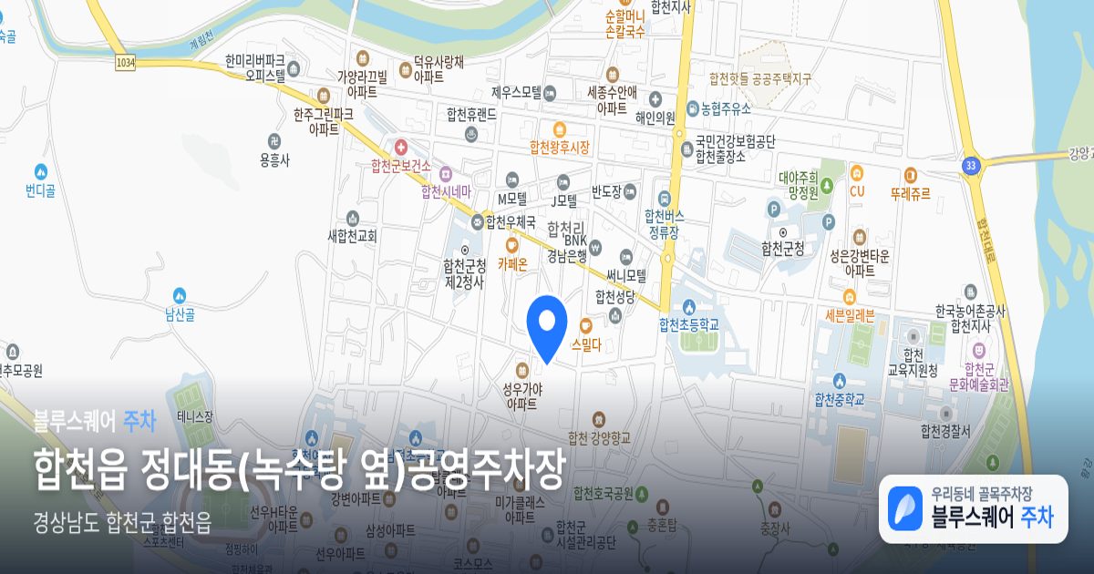 합천읍 정대동(녹수탕 옆)공영주차장 위치 지도