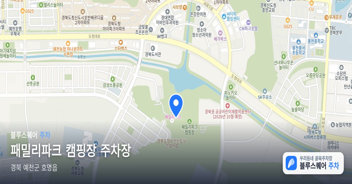 패밀리파크 캠핑장 주차장 위치 지도