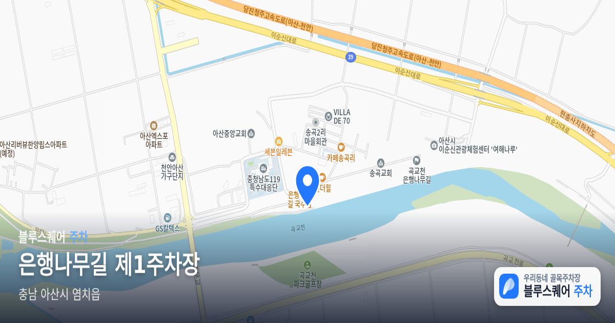 은행나무길 제1주차장 위치 지도