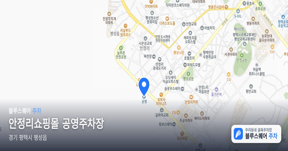 안정리쇼핑몰 공영주차장 위치 지도