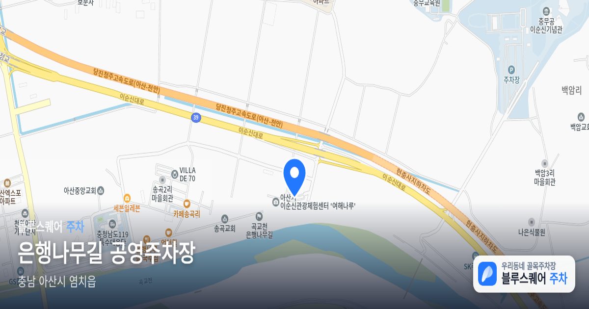 은행나무길 공영주차장 위치 지도