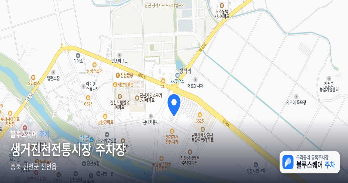 생거진천전통시장 주차장 위치 지도