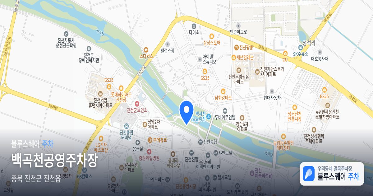 백곡천공영주차장 위치 지도