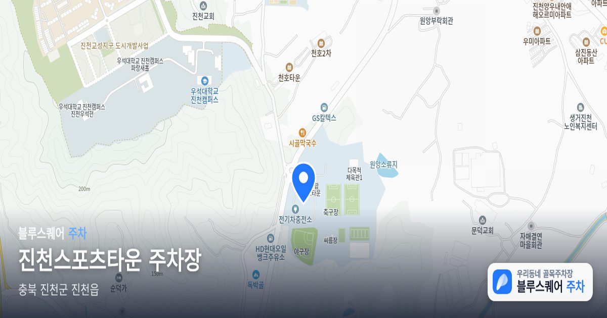 진천스포츠타운 주차장 위치 지도