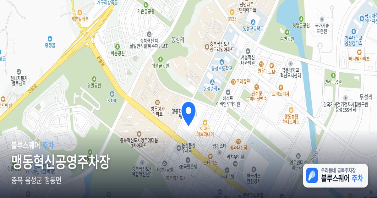 맹동혁신공영주차장 위치 지도